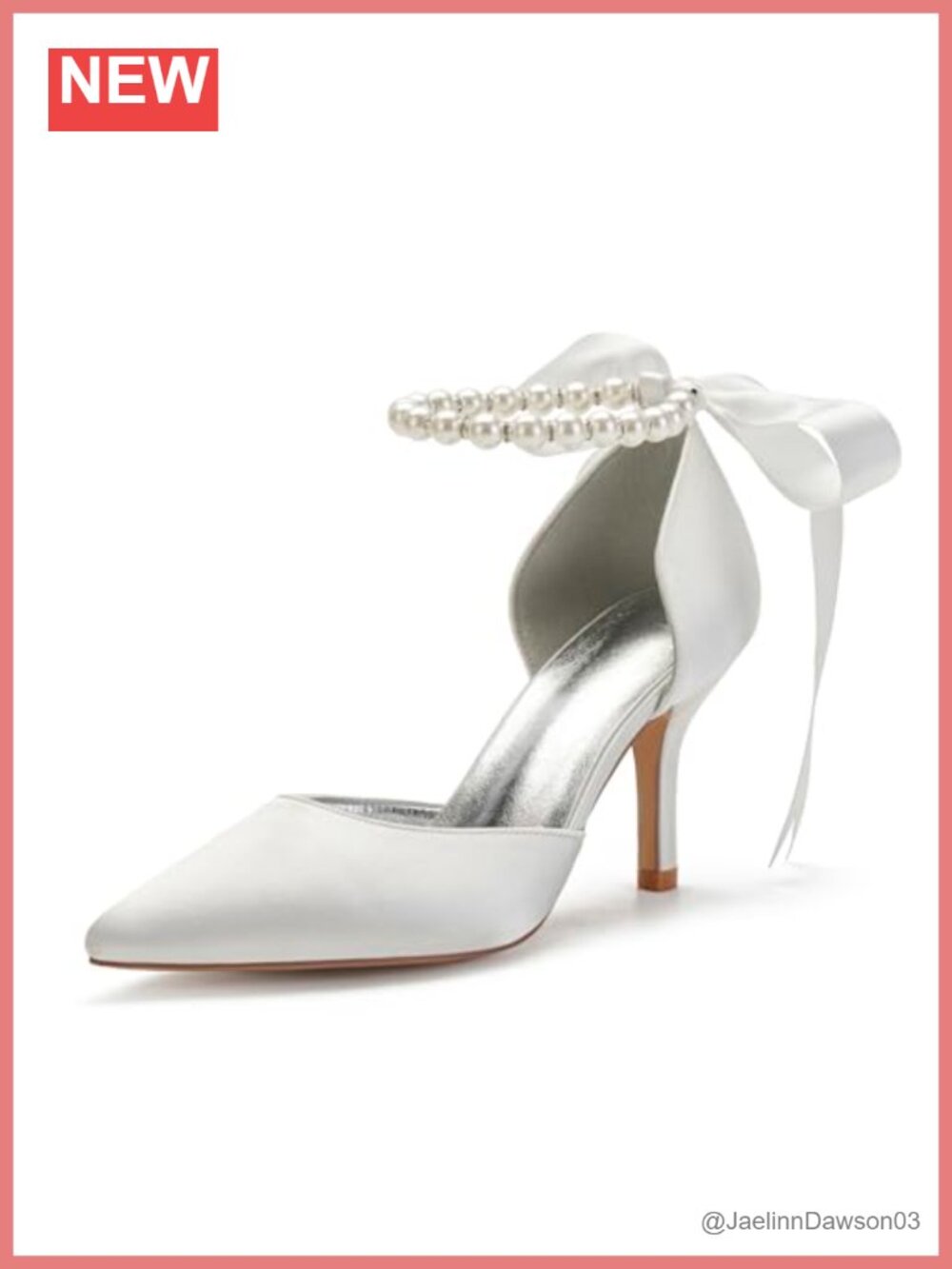 Pearl Satin Wedding High Heel Pumps Pointed Toe Bridal Shoes
